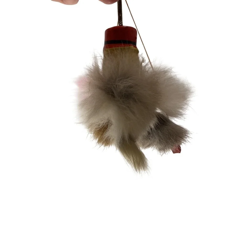 Antique Celluloid Monkey toy Hanging Bouncy Spring Feathers